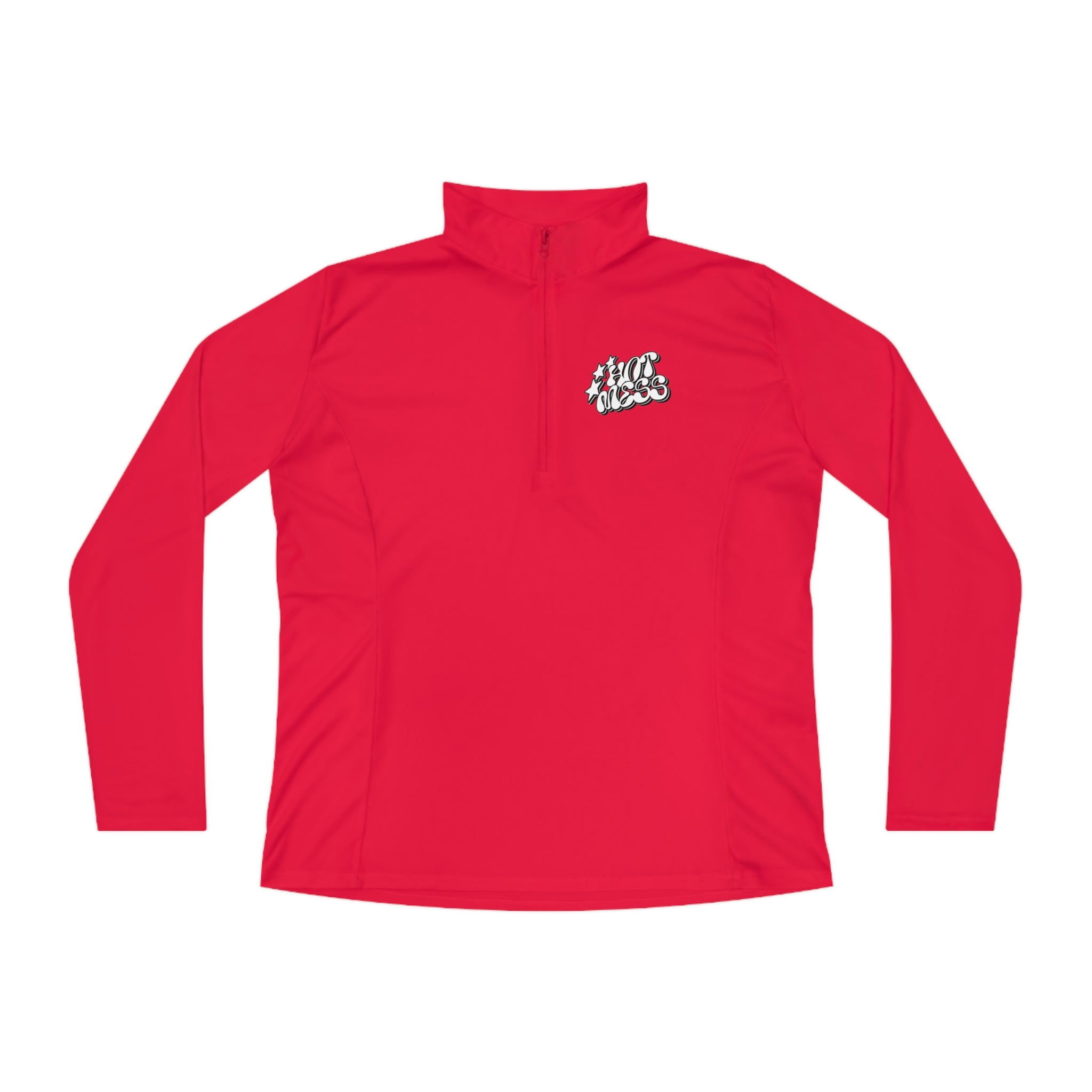 SORTYGO - Hot Mess Women Quarter Zip Pullover in True Red