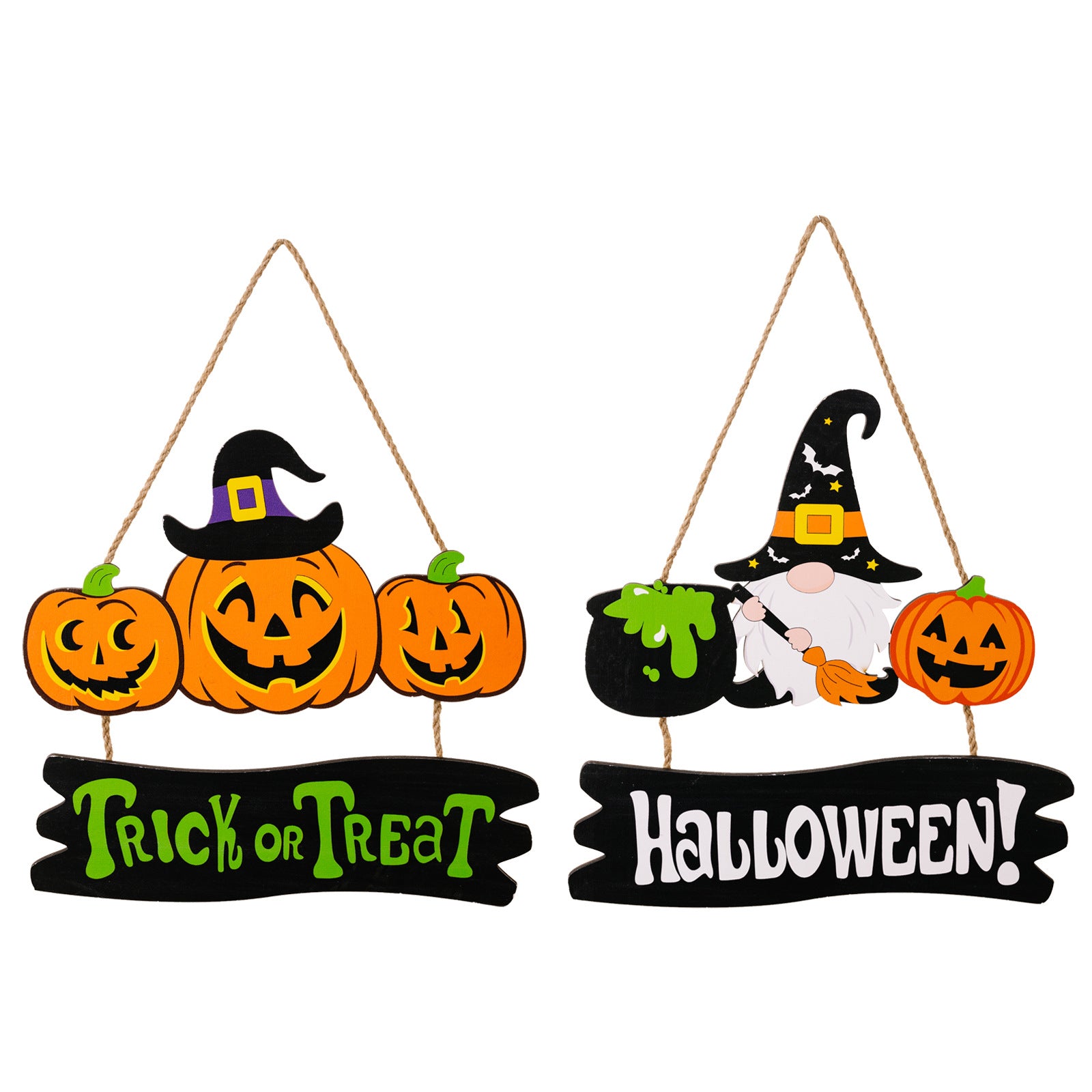 SORTYGO - Halloween Pumpkin Trio Trick or Treat Hanging Sign in