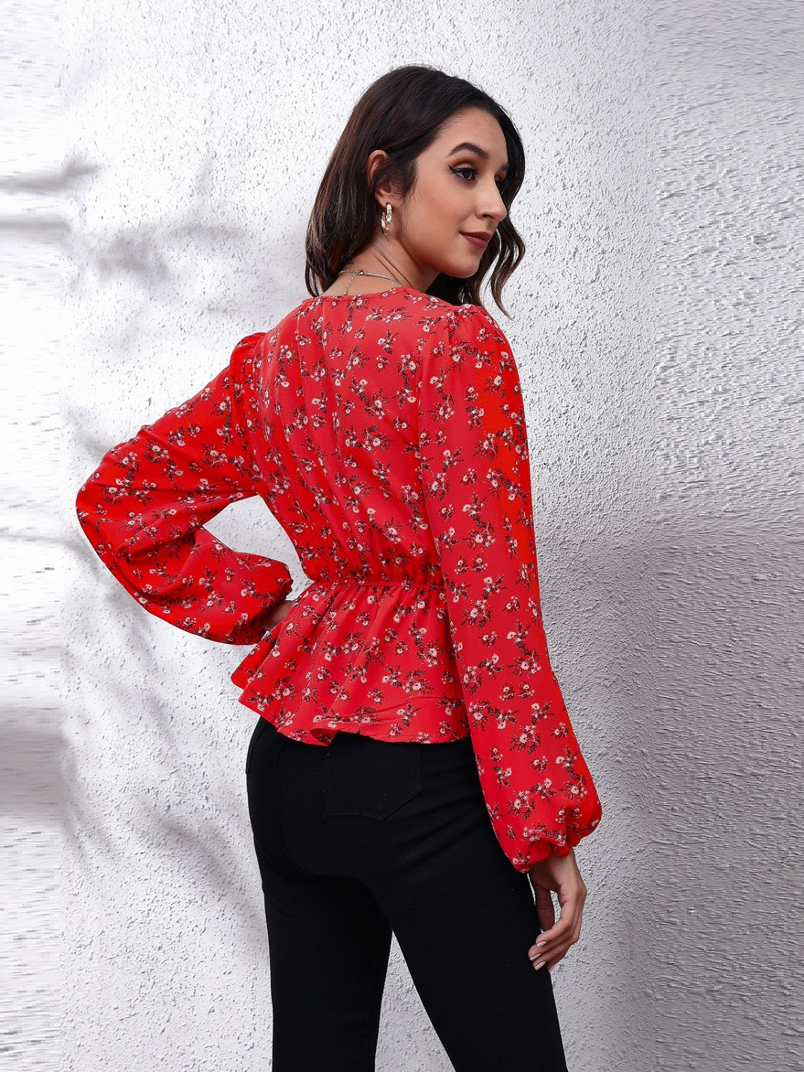 SORTYGO - Scarlet Floral Peplum Blouse in