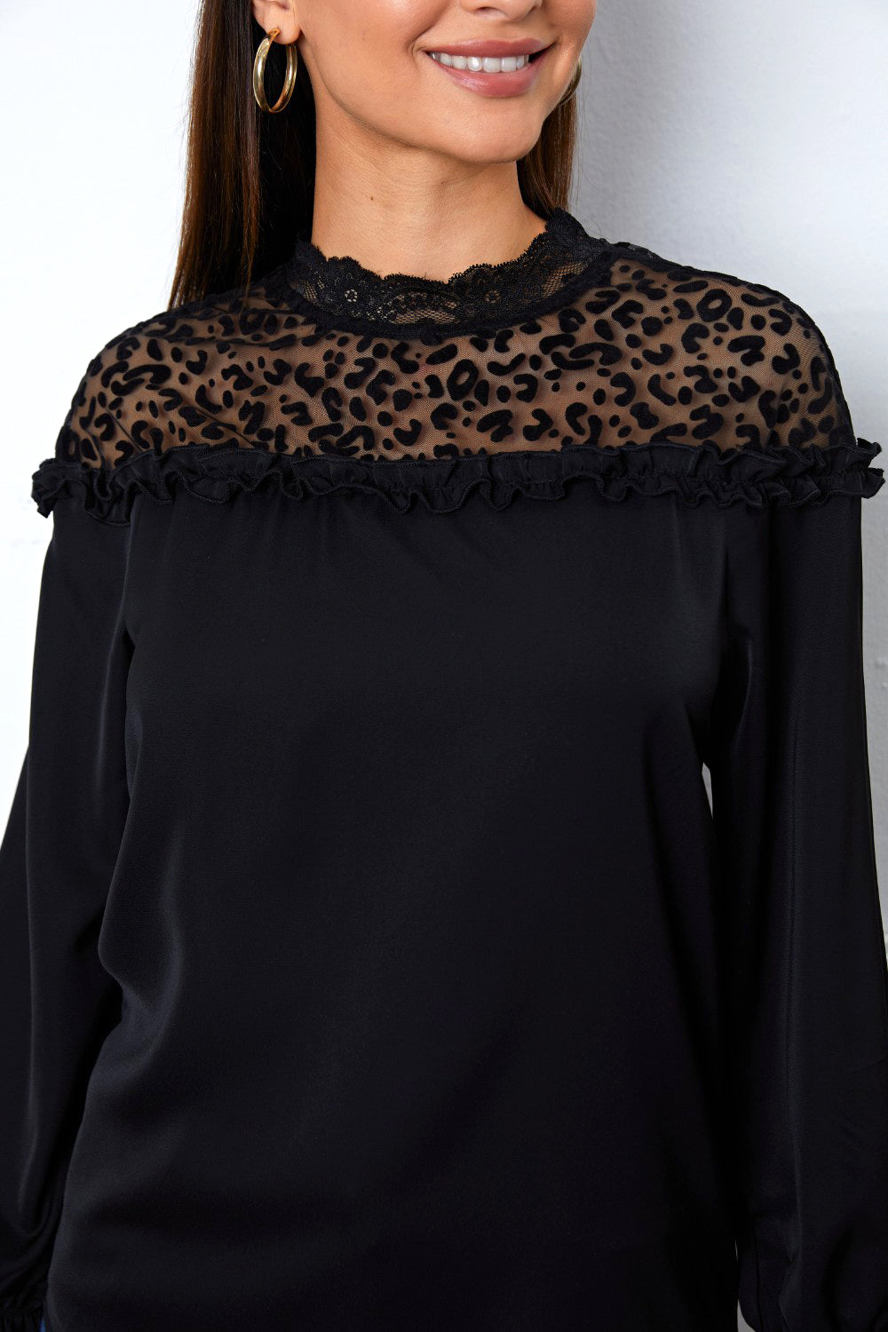 SORTYGO - Elegant Noir Lace Detail Blouse in