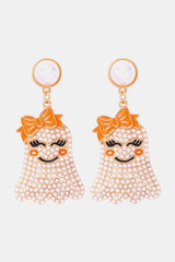 SORTYGO - Whimsical Ghost Earrings in White One Size