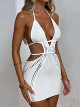 Allure Halter Knit Mini Dress - SORTYGO