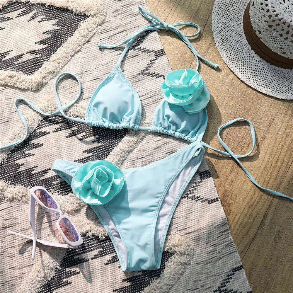 Aqua Bloom 3D Flower Bikini Set - SORTYGO