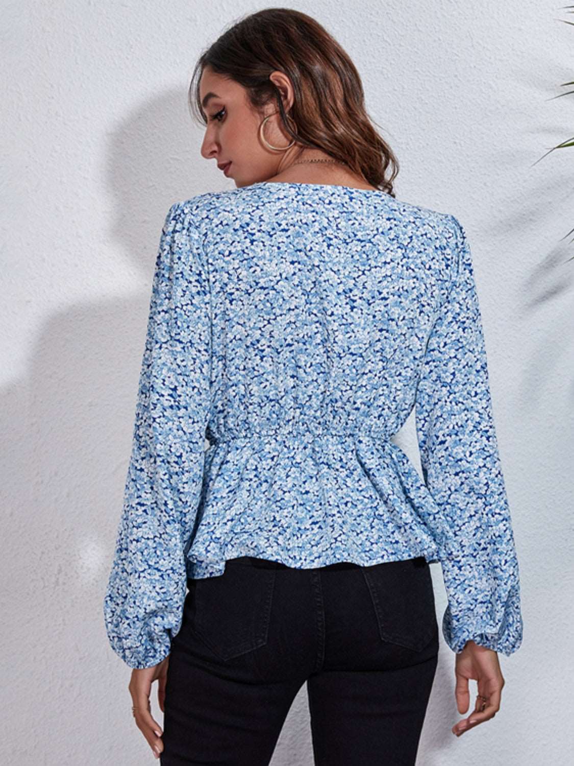 Azure Blossom Peplum Blouse - SORTYGO