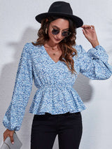 Azure Blossom Peplum Blouse - SORTYGO