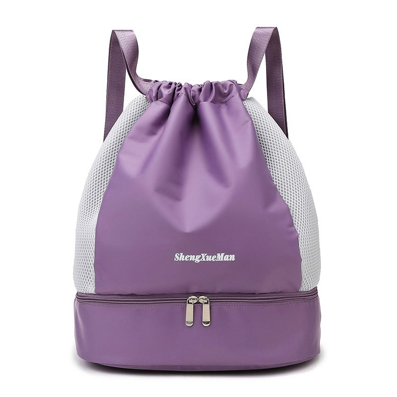 SORTYGO - Drawstring Bag with Dry-Wet Separation Shoe Compartment in Taro purple