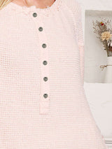 Blush Waffle Knit Button-Up Top - SORTYGO