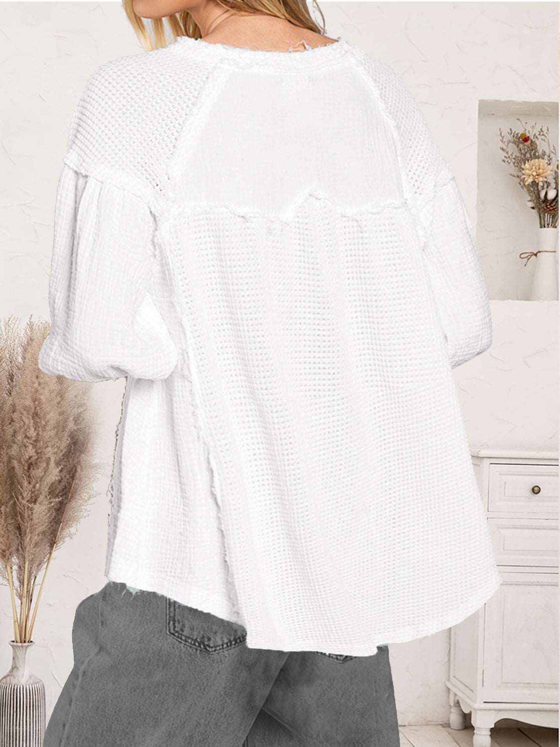 Blush Waffle Knit Button-Up Top - SORTYGO