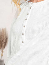 Blush Waffle Knit Button-Up Top - SORTYGO