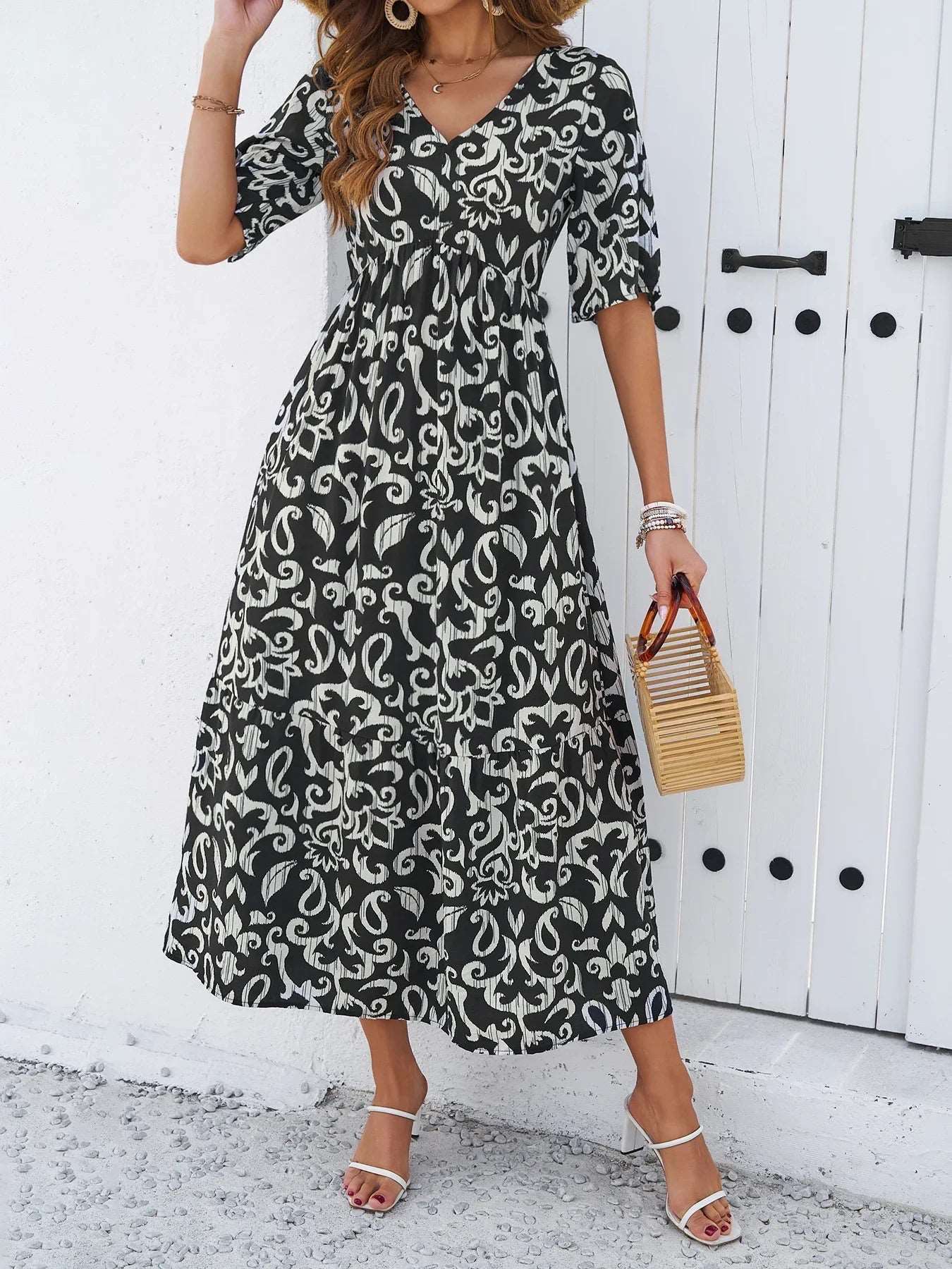 Bohemian Print Maxi Dress - SORTYGO