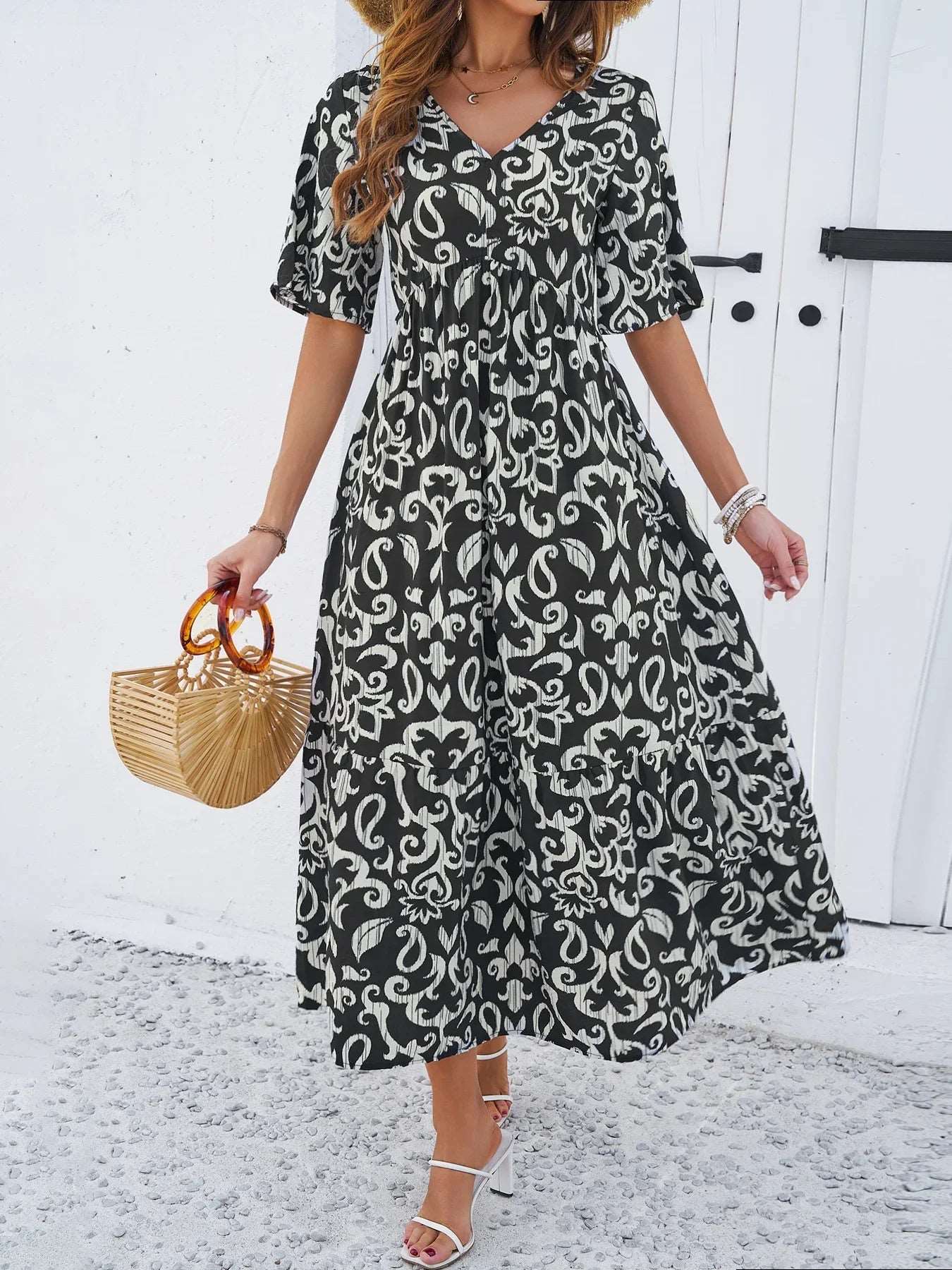 Bohemian Print Maxi Dress - SORTYGO