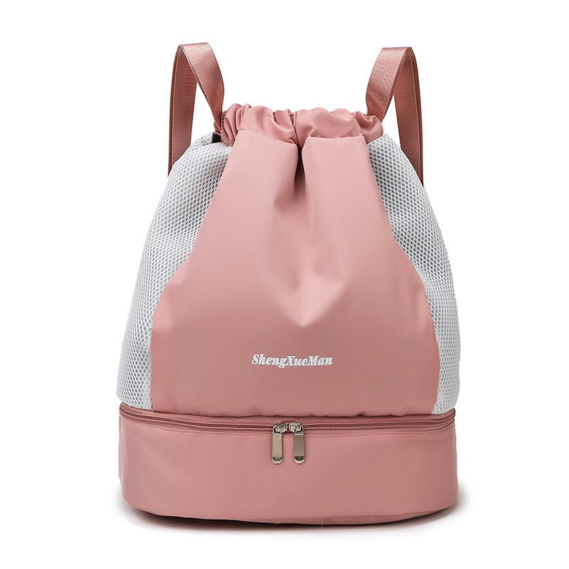 SORTYGO - Drawstring Bag with Dry-Wet Separation Shoe Compartment in Cherry blossom powder