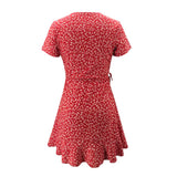 SORTYGO - Floral Ruffle Wrap Mini Dress in