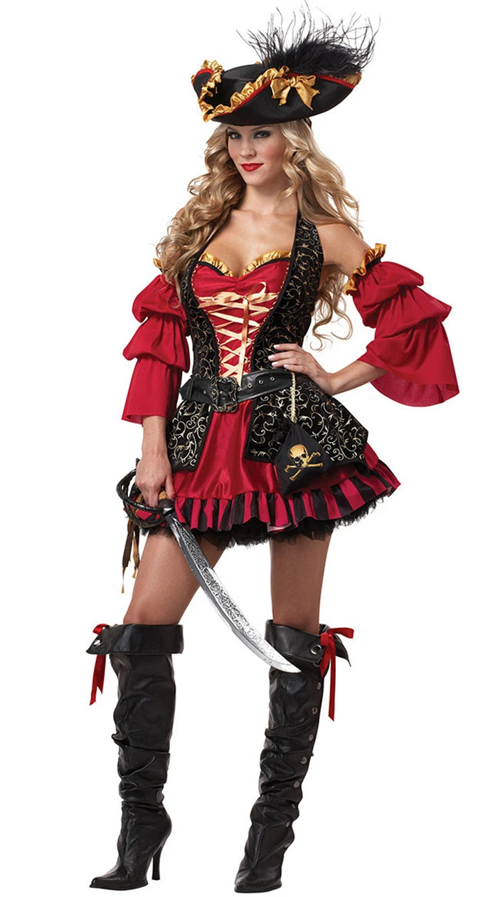 SORTYGO - Regal Scarlet Pirate Queen Costume Set in Red