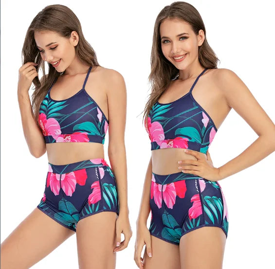 SORTYGO - Tropical Bloom High-Waist Bikini Set in 3