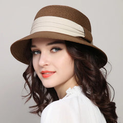 SORTYGO - Chic Summer Sun Hat with Elegant Ribbon in Brown One Size