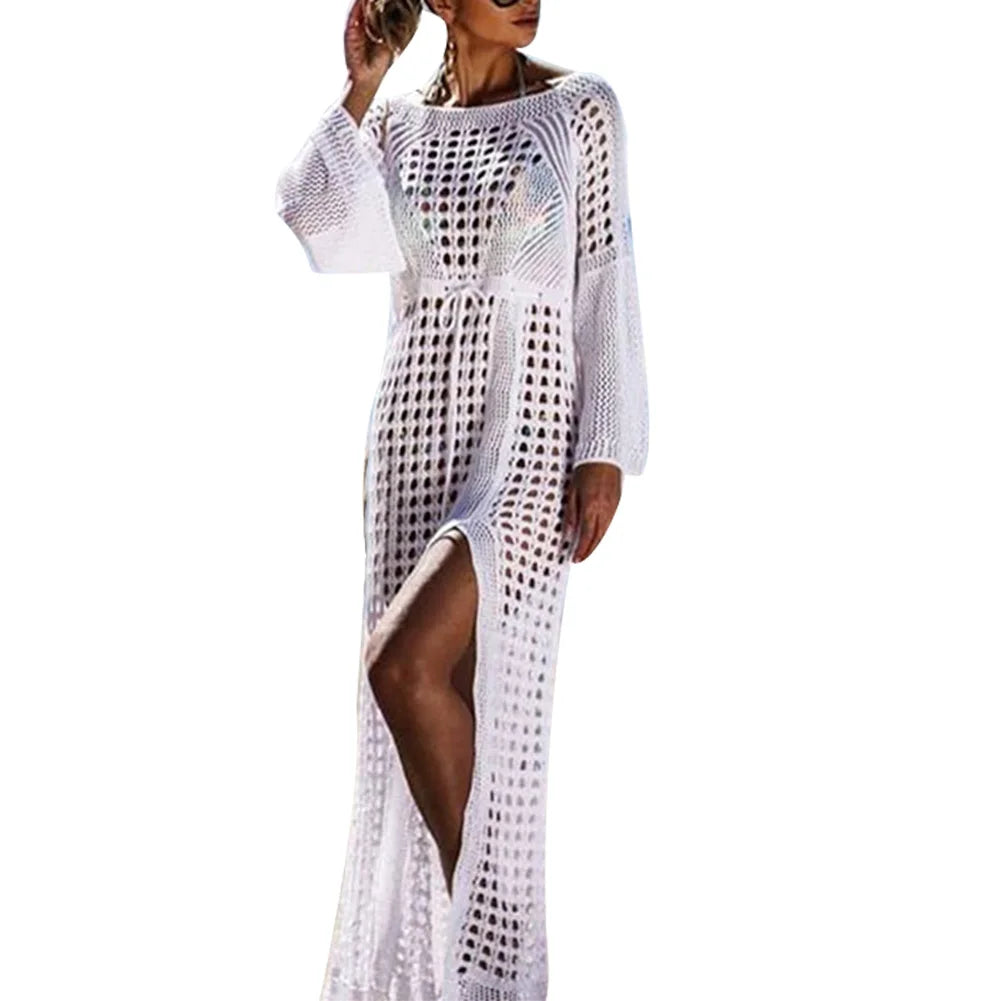SORTYGO - Seaside Elegance Knit Maxi Dress in White One Size