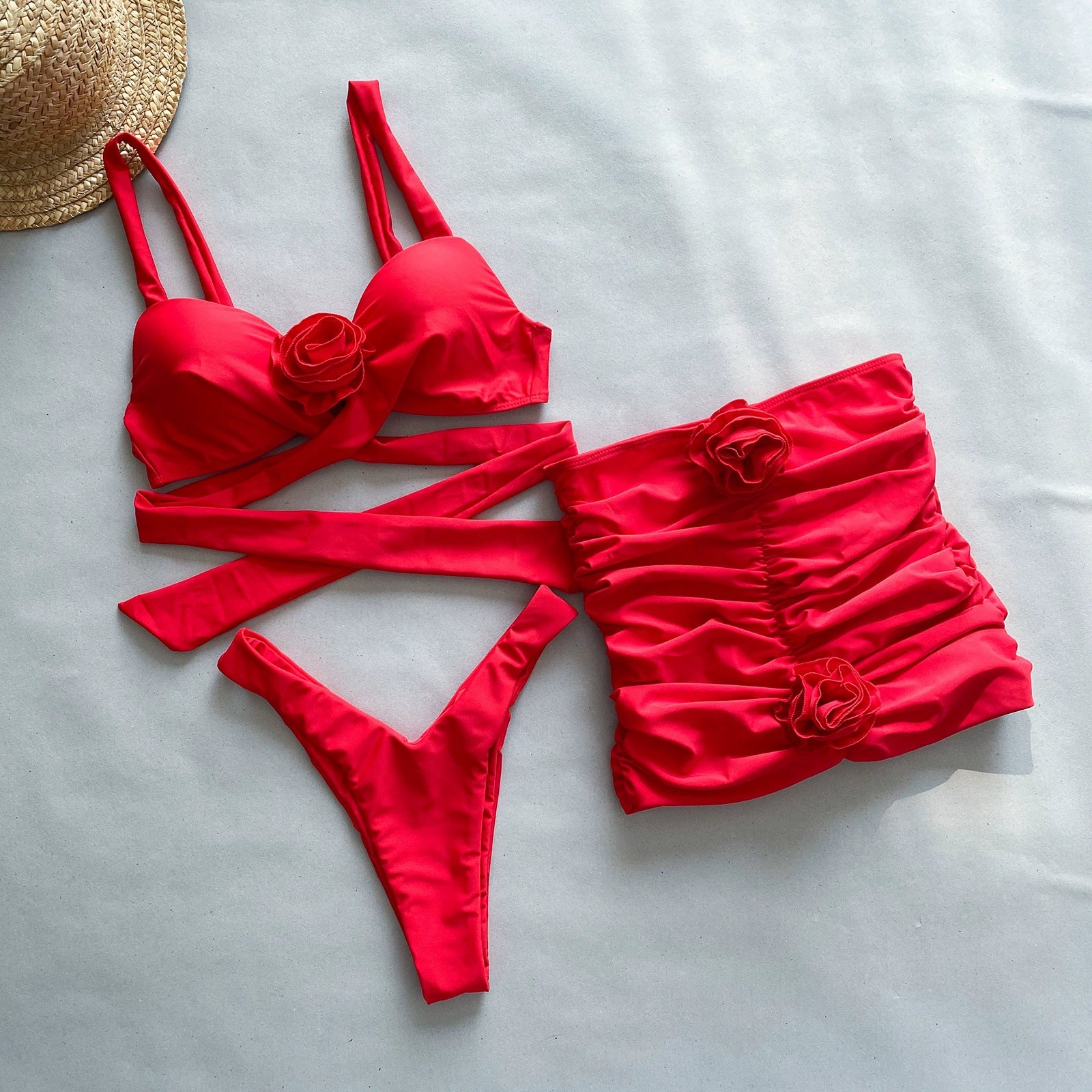 SORTYGO - Radiant Red Bloom Bikini Set in