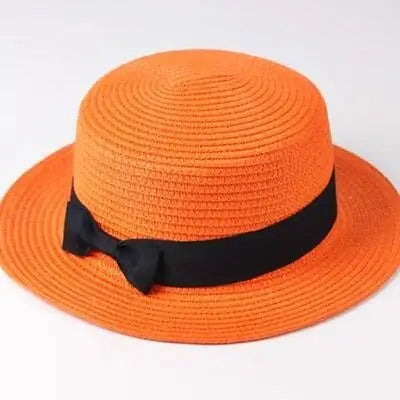 SORTYGO - Summer Beach Bowknot Straw Hat in Orange One Size