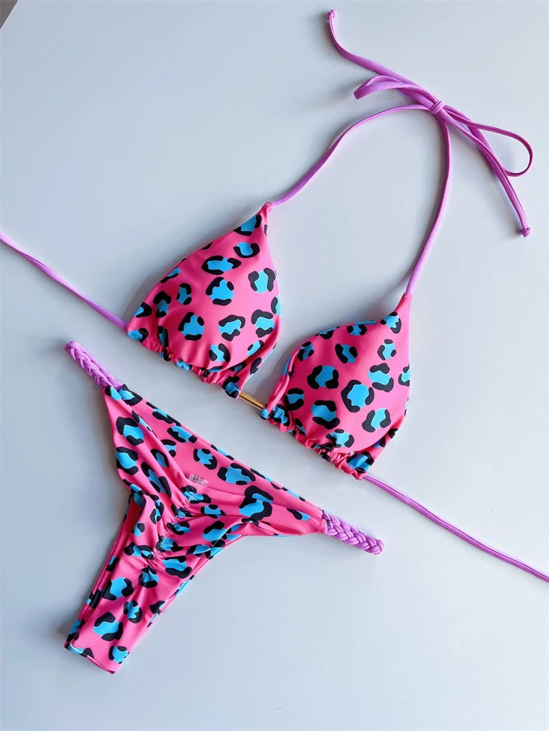 SORTYGO - Vibrant Leopard Brazilian Bikini Set in XHD003