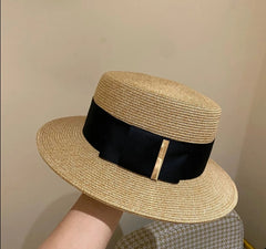 SORTYGO - Elegant Boater Straw Hat in Black