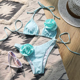 SORTYGO - Mint Blossom 3D Flower Bikini Set in Blue