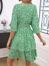 SORTYGO - Puff Sleeve Floral Smocked Dress in