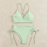 SORTYGO - High-Waist Lace-Up Bikini Set in Light Green