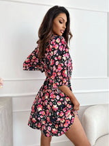 SORTYGO - Vibrant Floral Kimono Sleeve Mini Dress in