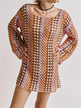 SORTYGO - Boho Crochet Mini Dress in One Color
