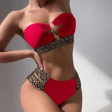 SORTYGO - Elegant Cross Hollow Bikini Set in Red