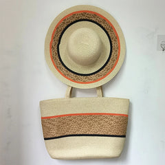 SORTYGO - Natural Beige Summer Straw Hat and Tote Bag Set in 14 One Size