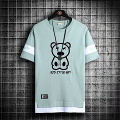 SORTYGO - Urban Bear Graphic Oversize Streetwear T-Shirt in Green