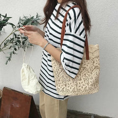 SORTYGO - Bohemian Beach Chic Knit Shoulder Bag in Brown