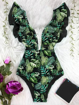 SORTYGO - Jungle Luxe Plunge One-Piece Swimsuit in NA19589HG