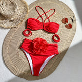 SORTYGO - Radiant Rose 3D Flower Bikini Set in Red