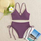 SORTYGO - High-Waist Lace-Up Bikini Set in Purple