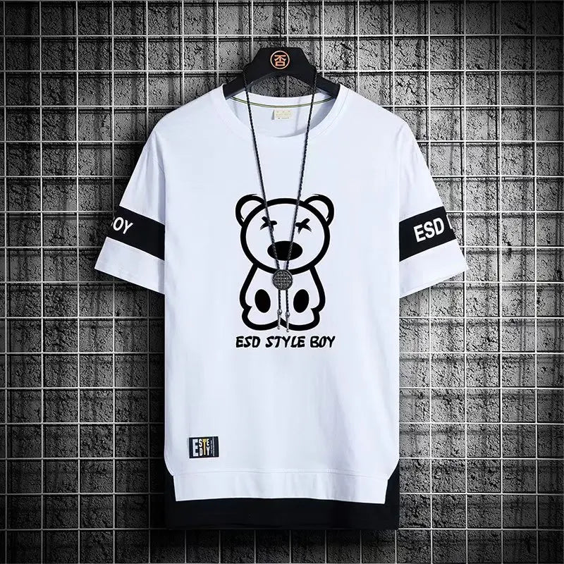 SORTYGO - Urban Bear Graphic Oversize Streetwear T-Shirt in White