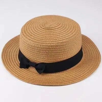 SORTYGO - Summer Beach Bowknot Straw Hat in Khaki One Size