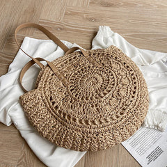 SORTYGO - Seaside Harmony Round Woven Tote in khaki One Size