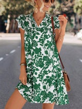 SORTYGO - GreenBloom Petal Sleeve Dress in Green