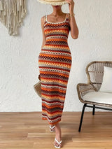 SORTYGO - Vibrant Geometric Knit Midi Dress in