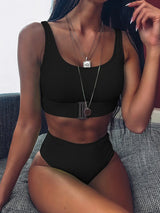 SORTYGO - Soft Elastic High-Waisted Bikini Set in Black