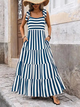 SORTYGO - Striped Square Neck Maxi Dress in 1