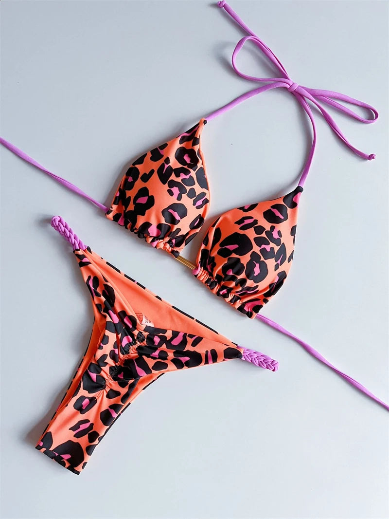 SORTYGO - Vibrant Leopard Brazilian Bikini Set in XHD001