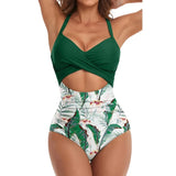 SORTYGO - Tropical Oasis Cut-Out One-Piece Swimsuit in Green