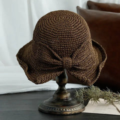 SORTYGO - Handwoven Boho Chic Straw Sun Hat with Bow in 4
