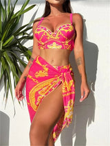 SORTYGO - Regal Radiance Three-Piece Swimsuit Set in Pink