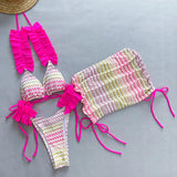 SORTYGO - Ocean Waves Ruffle Bikini Set in Fuchsia