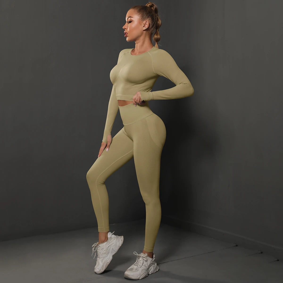 SORTYGO - ZenFlow Seamless Yoga Set in Khaki